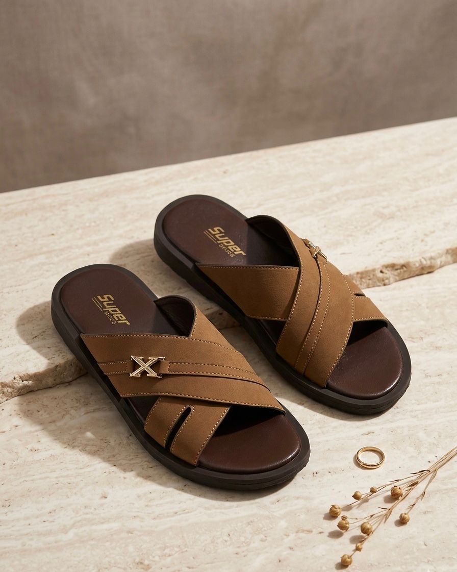 Men Sweat Leather Slipper