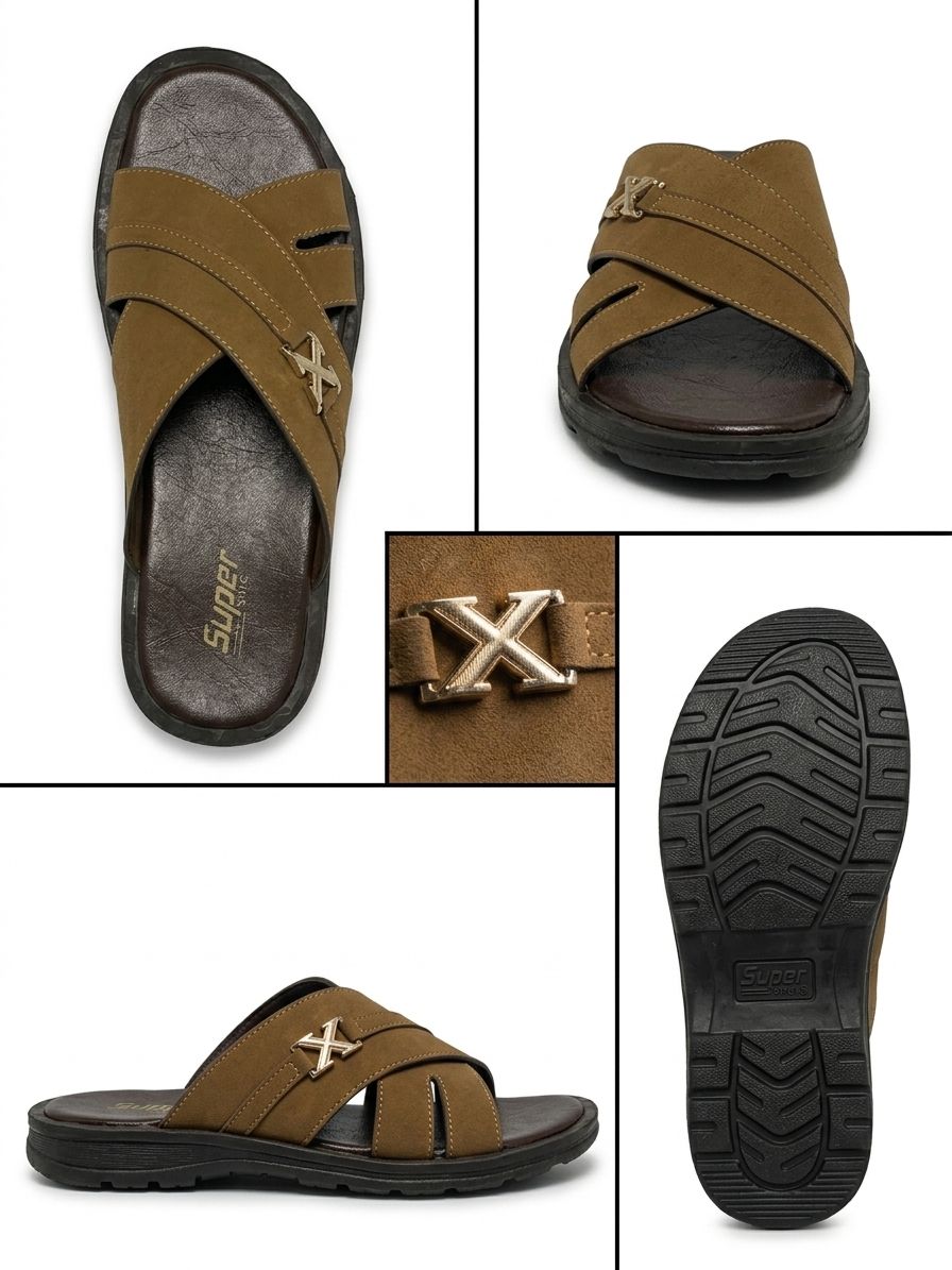 Men Sweat Leather Slipper