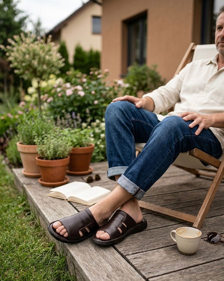 Men's Double Sole Hand Made Leather Slippers